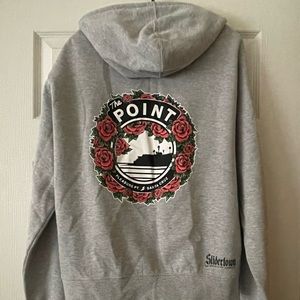 Grey zip up hoodie from Santa Cruz Boardroom